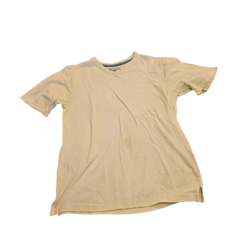 Architect V-Neck T-Shirt Men’s Medium Yellow Short Sleeve Cotton Blend Casual